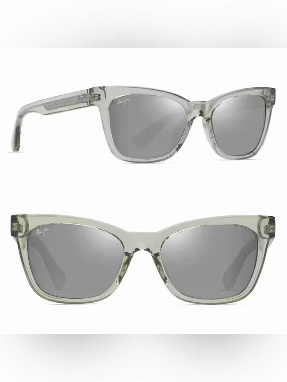 Flawless Maui Jim Hiwahiwa Transparent Sage frames Neutral Gray lenses Polarized
